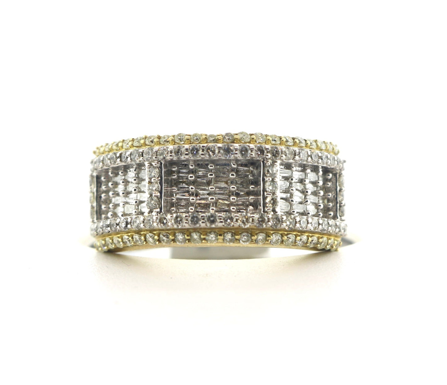 10K Yellow Gold 1.40CT Bagg/RD Mens Diamond Band
