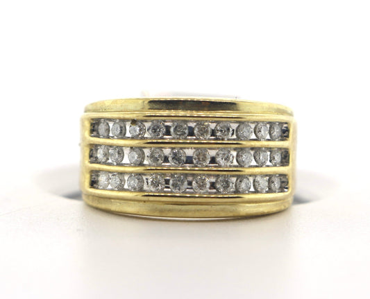 10K Gold 0.52CTW RDS 3 Row Diamond Band