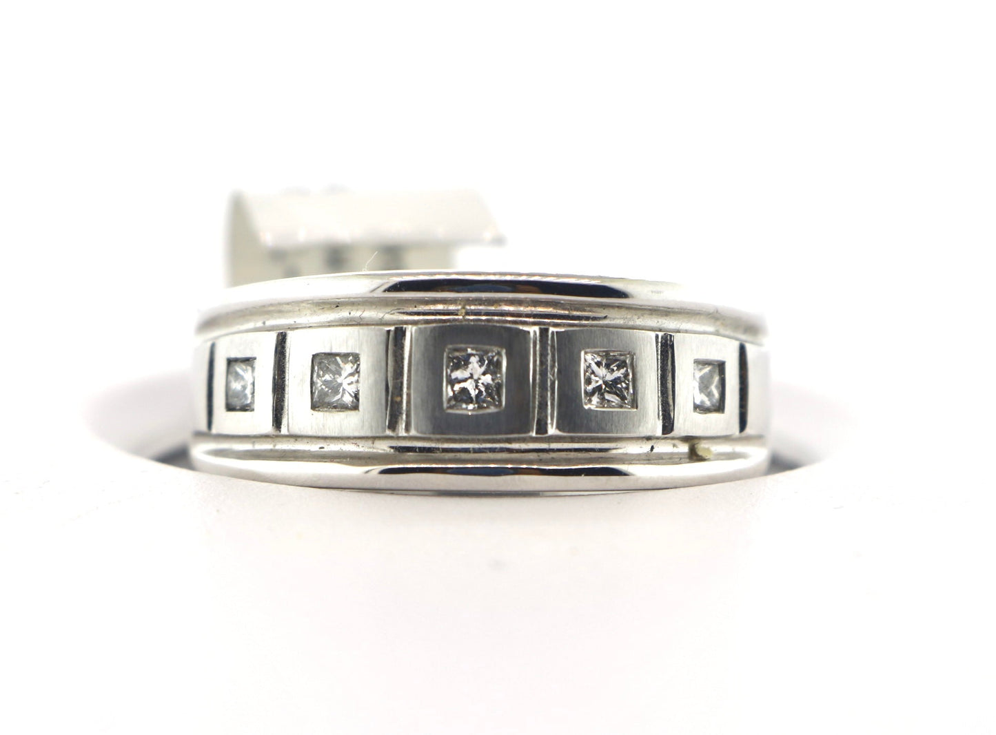 14K White Gold 3/8CT 5PR Mens Diamond Band