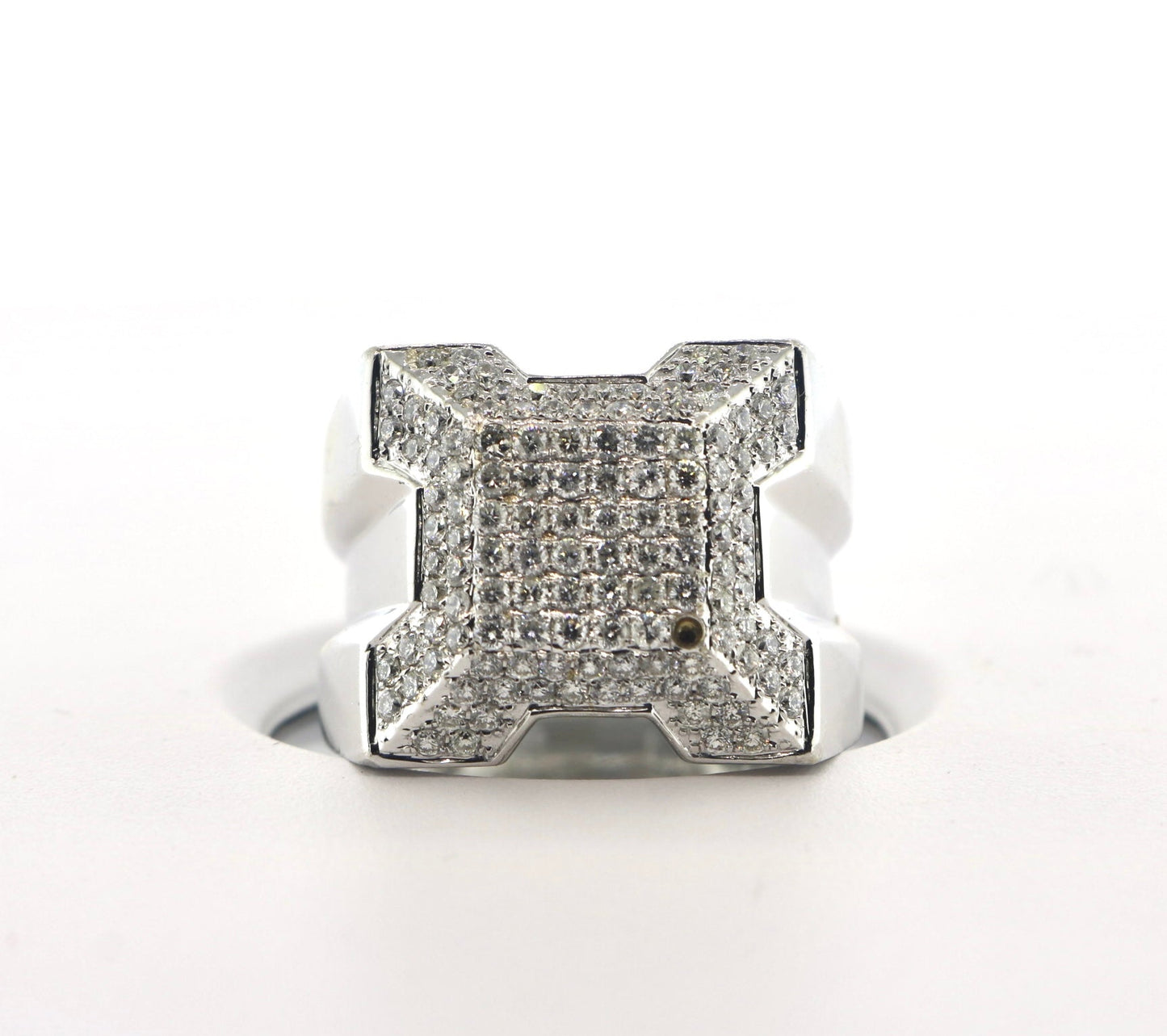 14K White Gold 1.65CTW RDS Pave Mens Ring