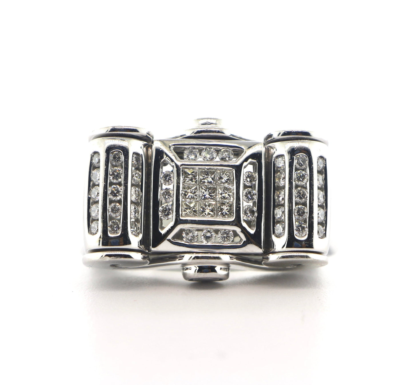 14K White Gold 1CTW Prong/RDS Heavy White Diamond Ring