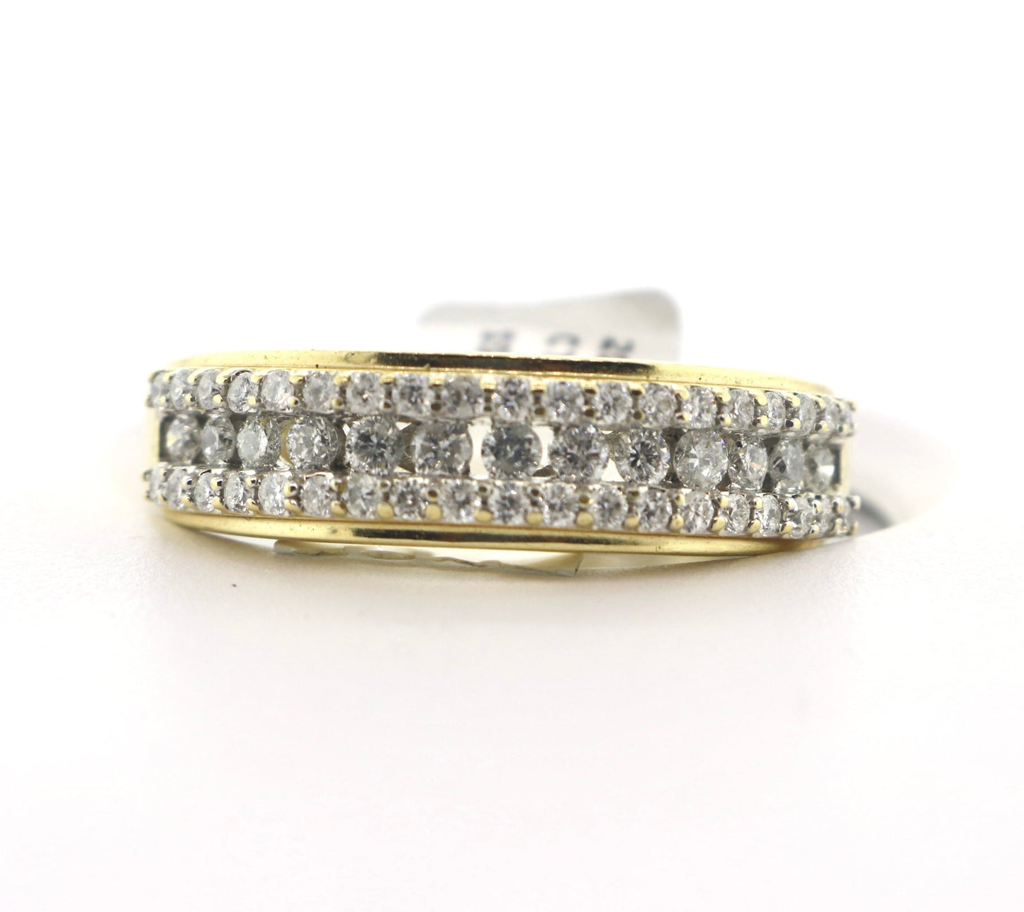 10K Yellow Gold 1.5CTW 3 Row Mens Diamond Band