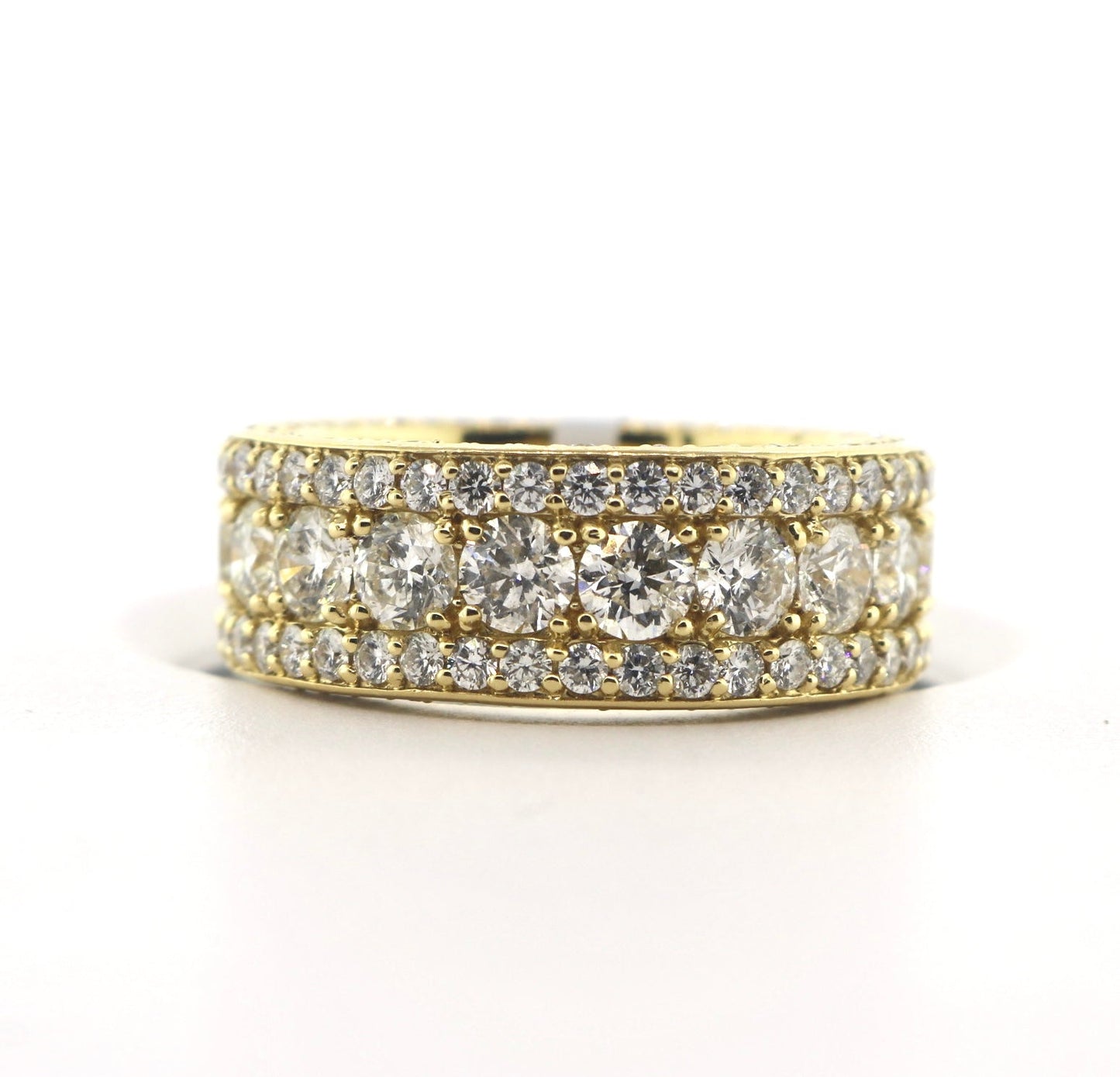 14K Yellow Gold 4CTW 9MM 13.4 Grams Diamond Mens Band
