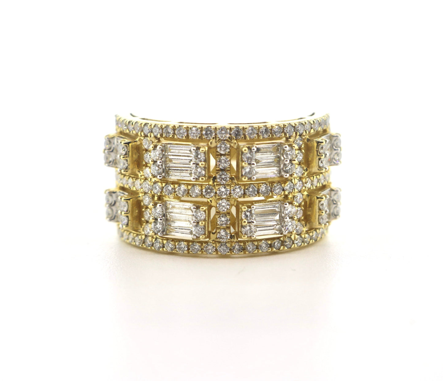 14K Yellow Gold 2.55CT Halo Bagg Mens Ring