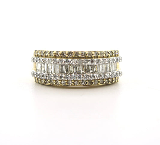 10K Two Tone White/Yellow Gold 1.58CT Bagg/RD Mens Diamond Band