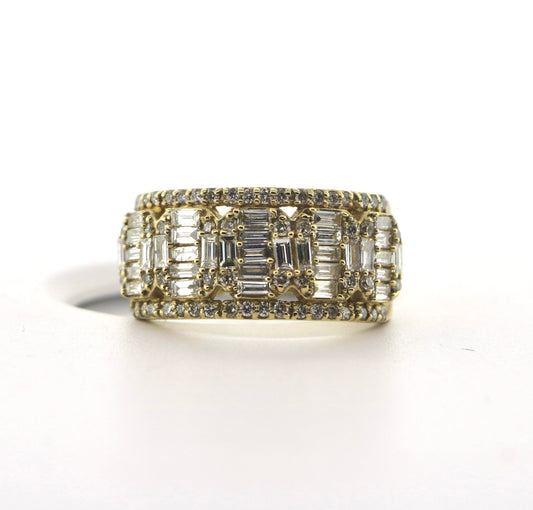 10K Yellow Gold 1.60CT Bagg/RD Mens Diamond Band