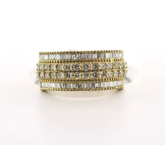 10K Yellow Gold 1.35CT Baggside RD Diamond Band