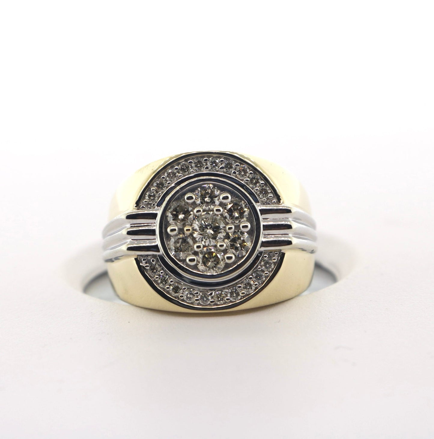 10K Two Tone 1CT Mens Diamond Band