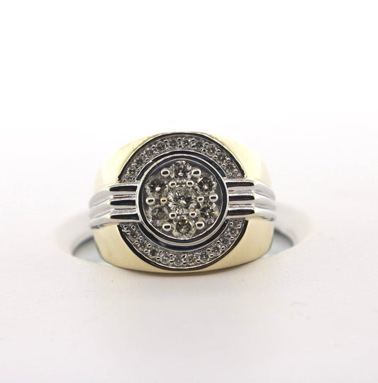 10K Two Tone 1CT Mens Diamond Band