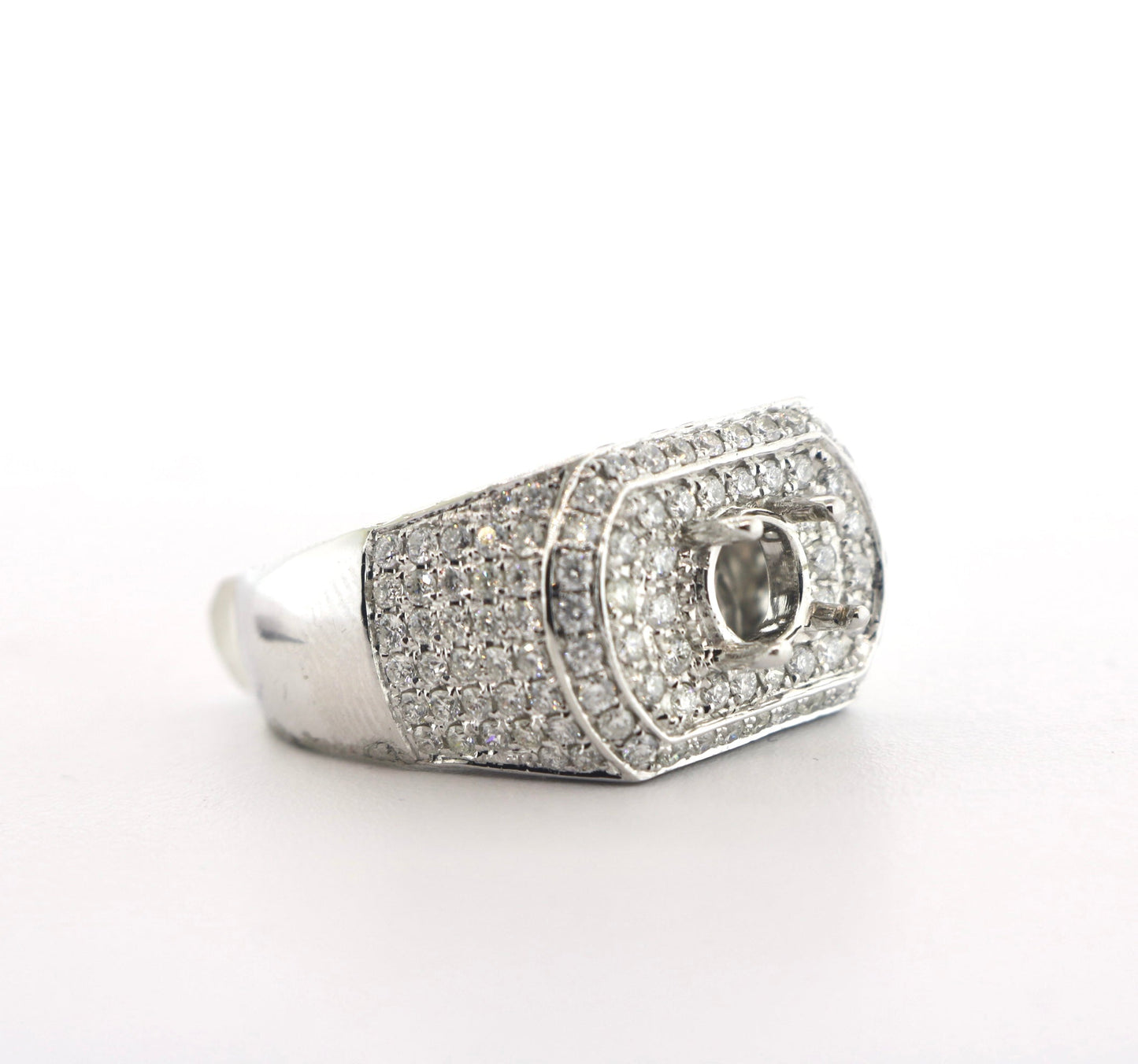 14K White Gold 2.40CT Semi-Mount Mens Ring