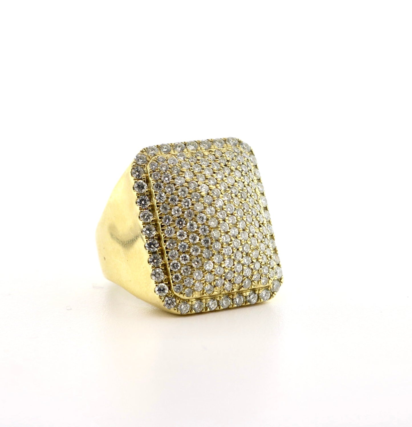 14K Yellow Gold 1.75CTW Pave Mens Rectangle Ring