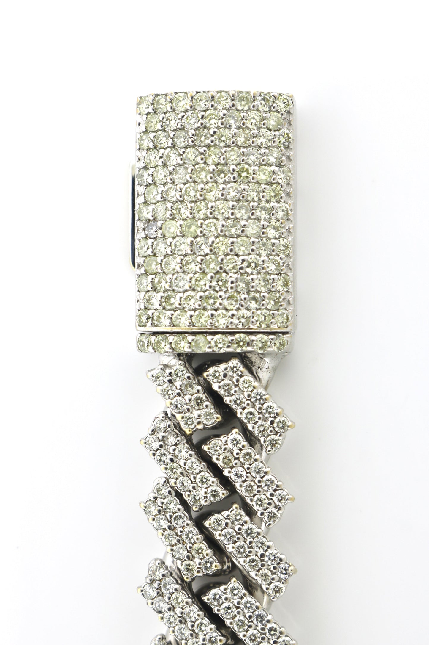 10K White Gold 10.75CT Diamond 92.5 Grams Cuban Bracelet