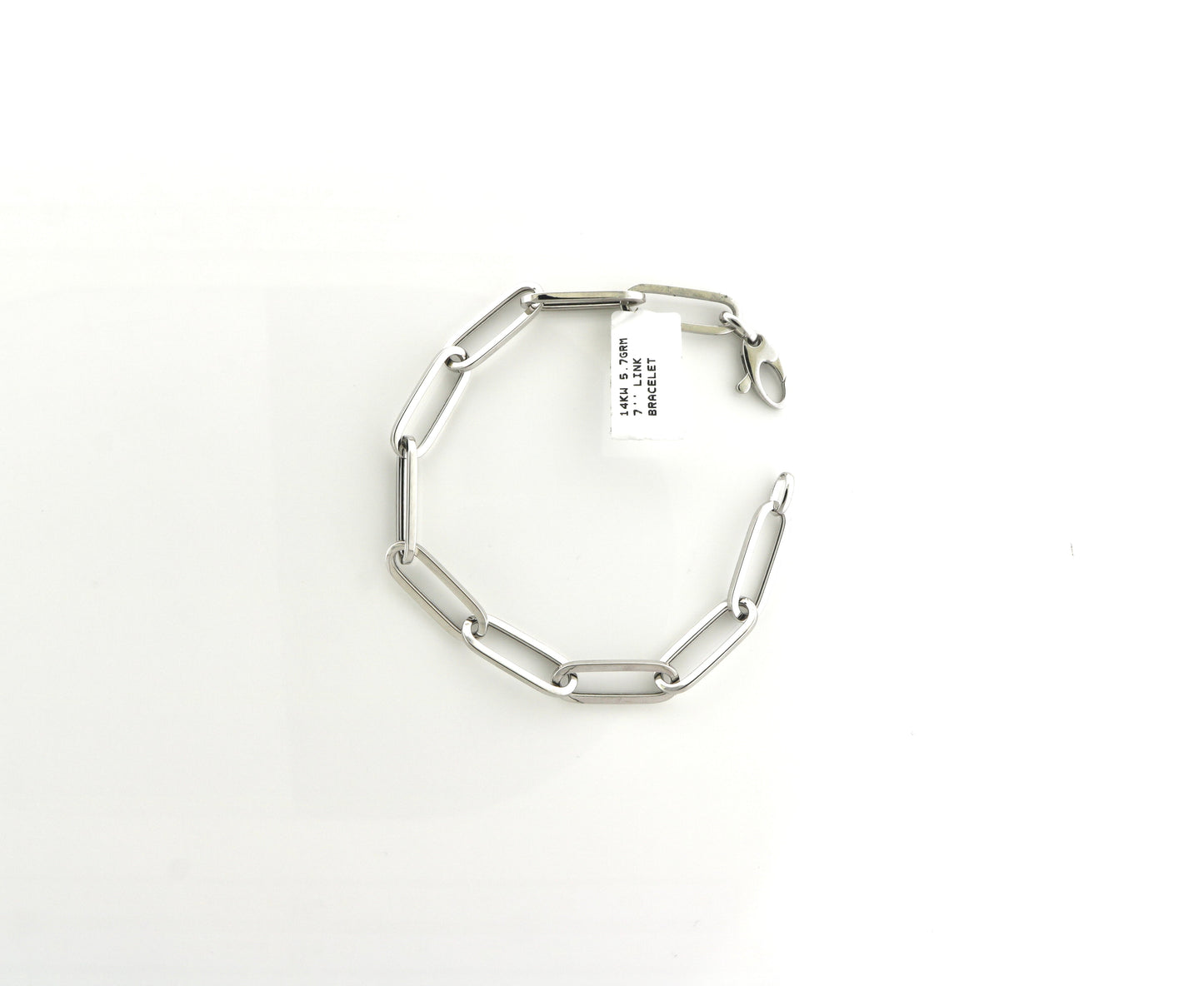14K White Gold 5.7 Grams 7" Link Bracelet