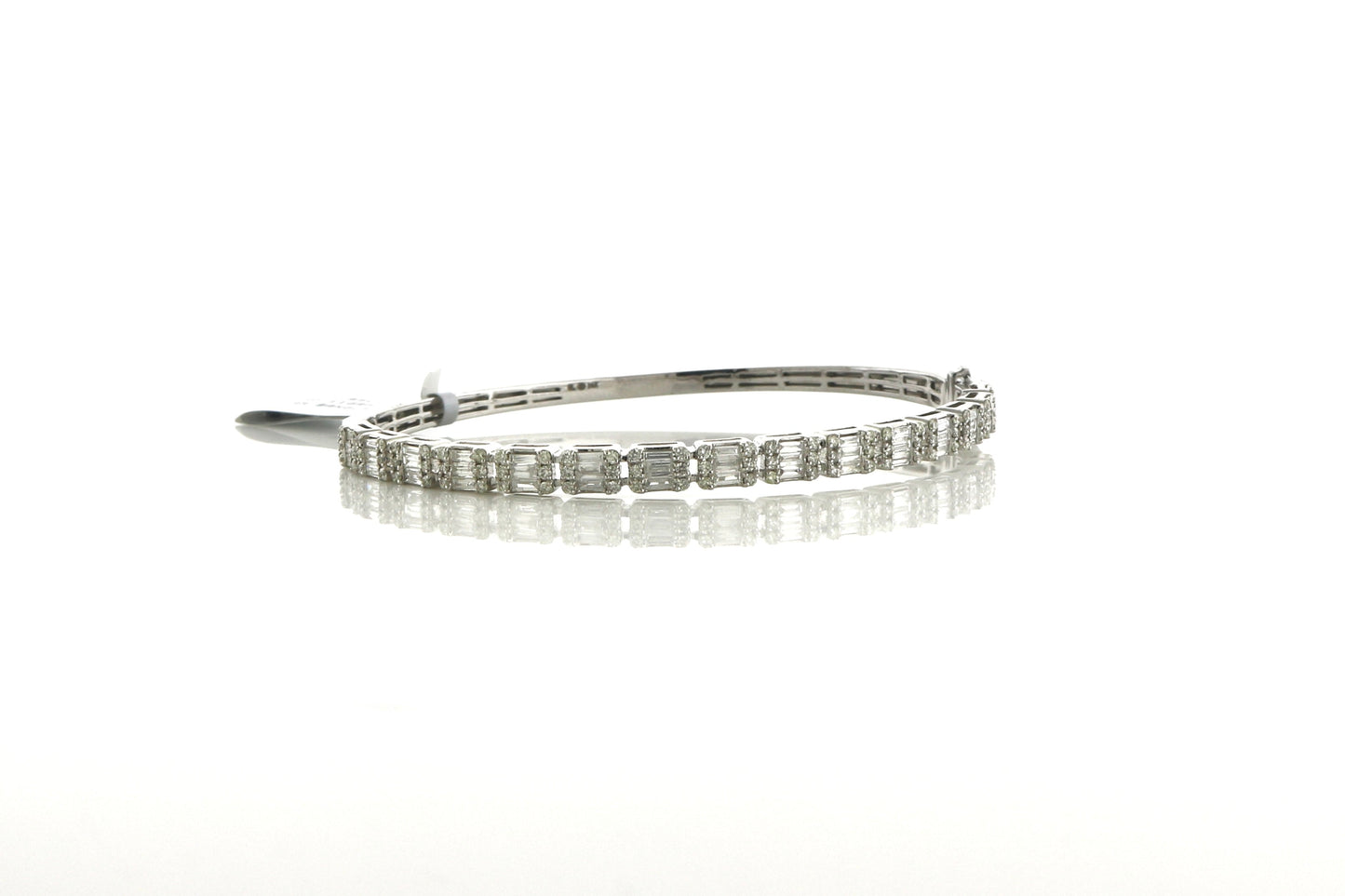 14K White Gold 1.65CT Emerald 11 Grams Diamond Bangle