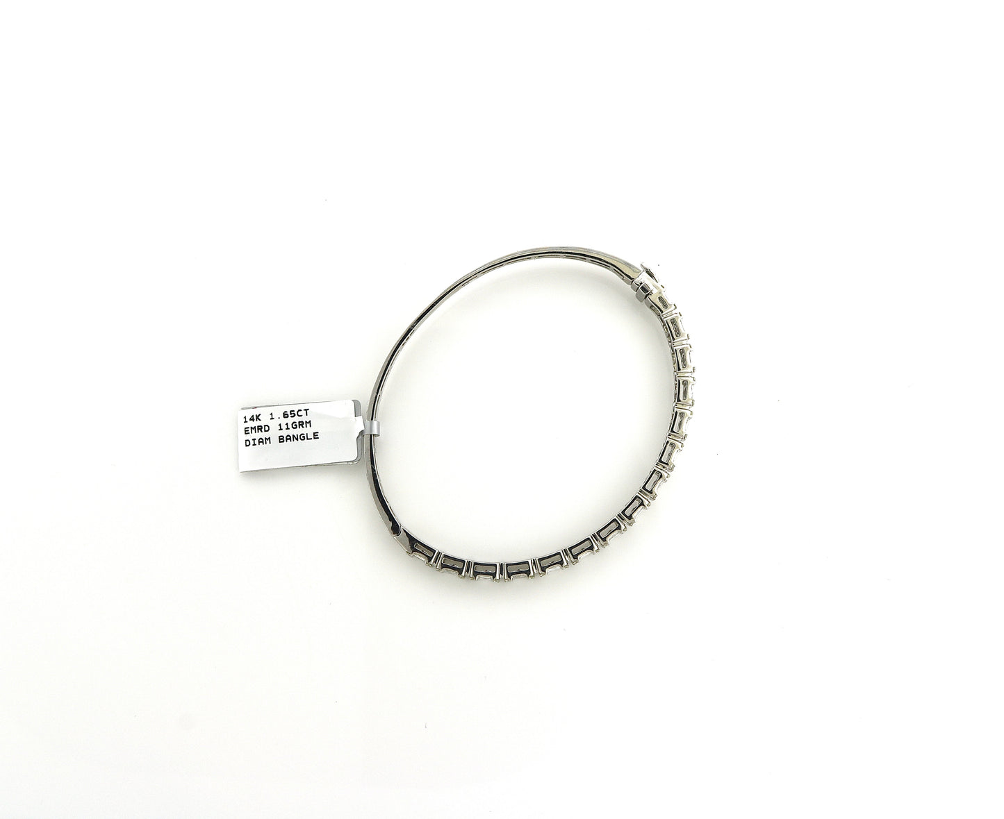 14K White Gold 1.65CT Emerald 11 Grams Diamond Bangle