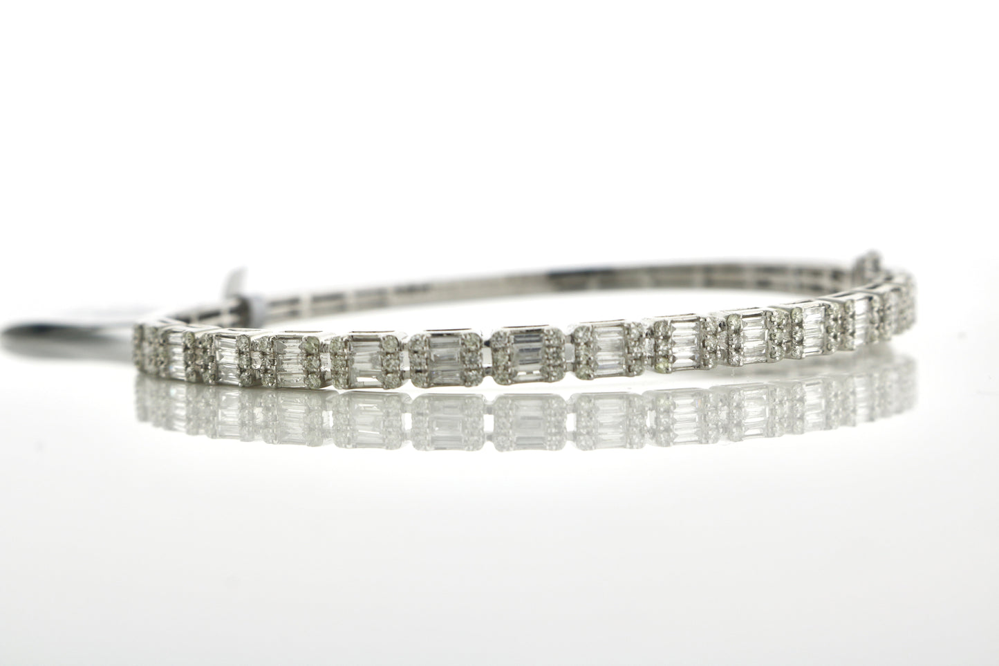 14K White Gold 1.65CT Emerald 11 Grams Diamond Bangle