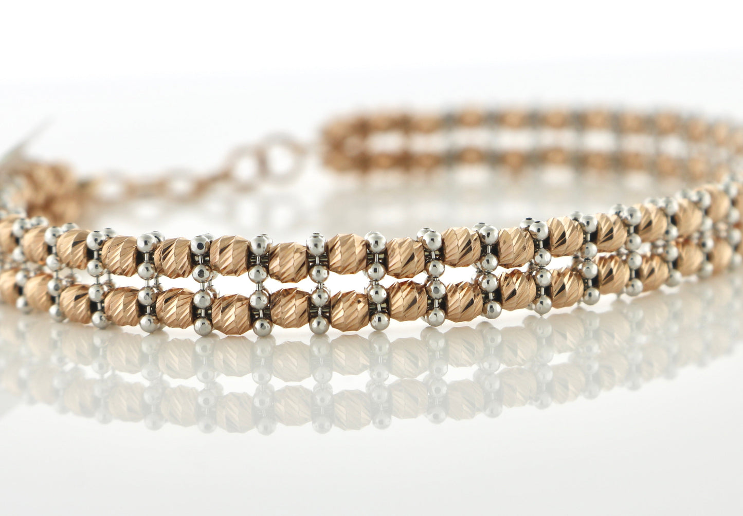 14K Rose Gold 8.4 Grams Fancy Stone Bracelet
