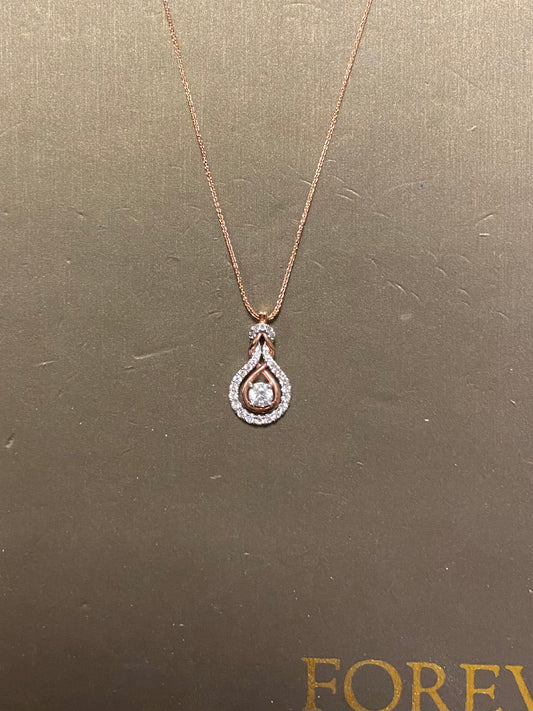 18K Rose Gold 0.50CT Daggling Pendant With Chain