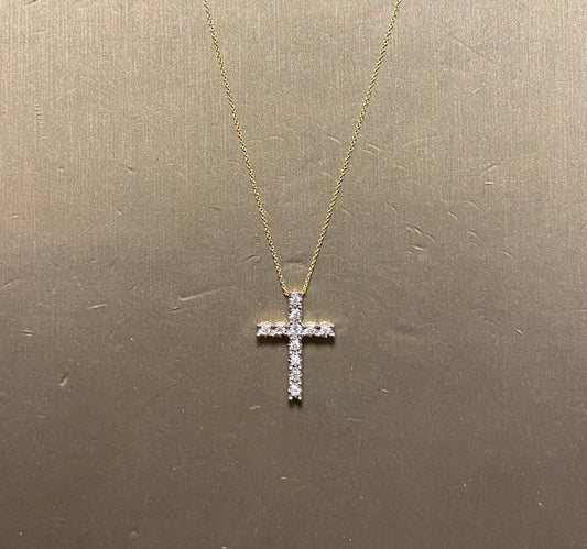 14K Yellow Gold 0.25CT Cross Pendant With Chain