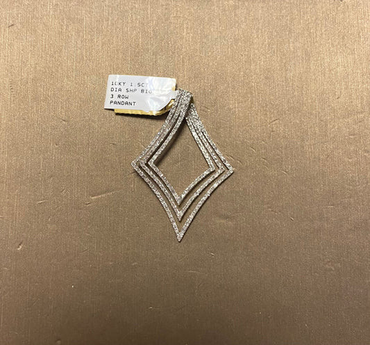 10K Yellow Gold 1.5CT 3 Row Diamond Pendant