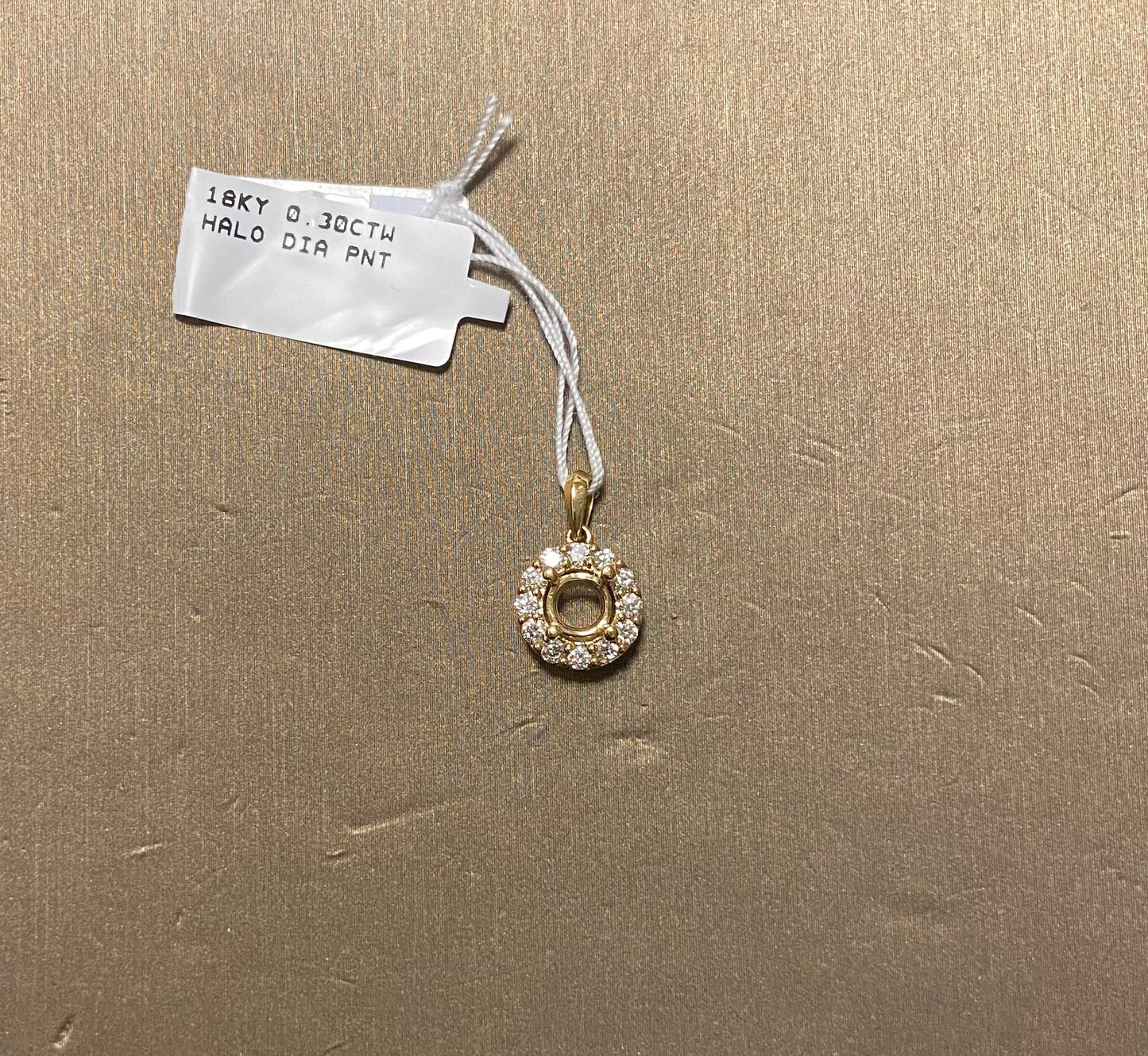 18K Yellow Gold 0.30CTW Halo Diamond Pendant