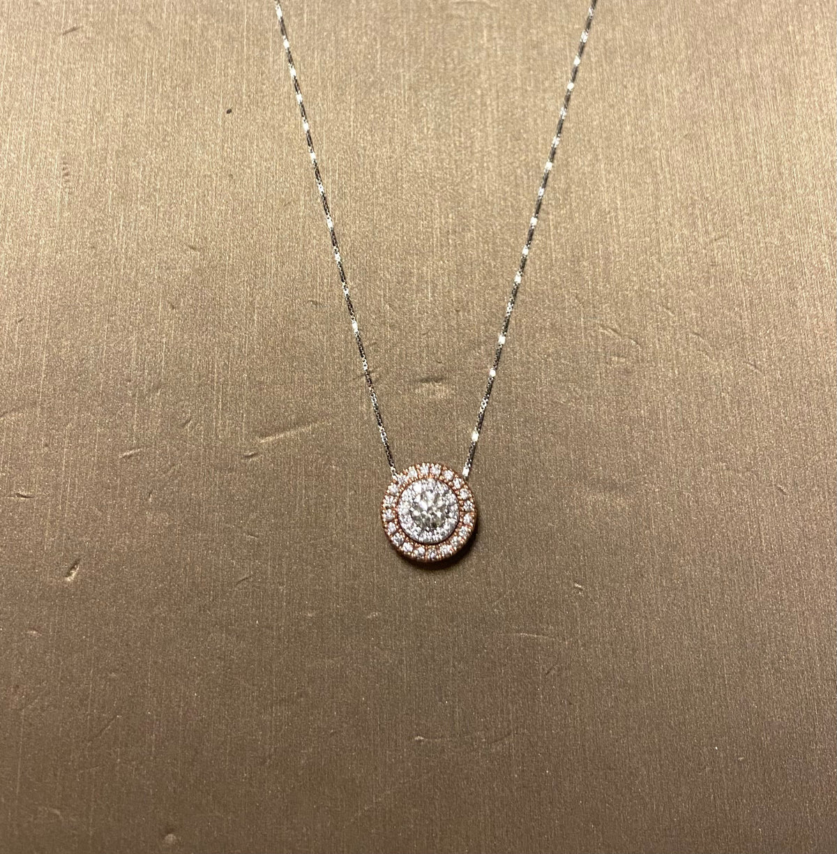 10K White Gold 0.50CTW DD Halo Pendant