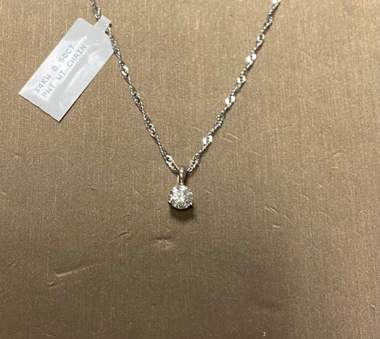 14K White Gold 0.50CT Pendant With Chain