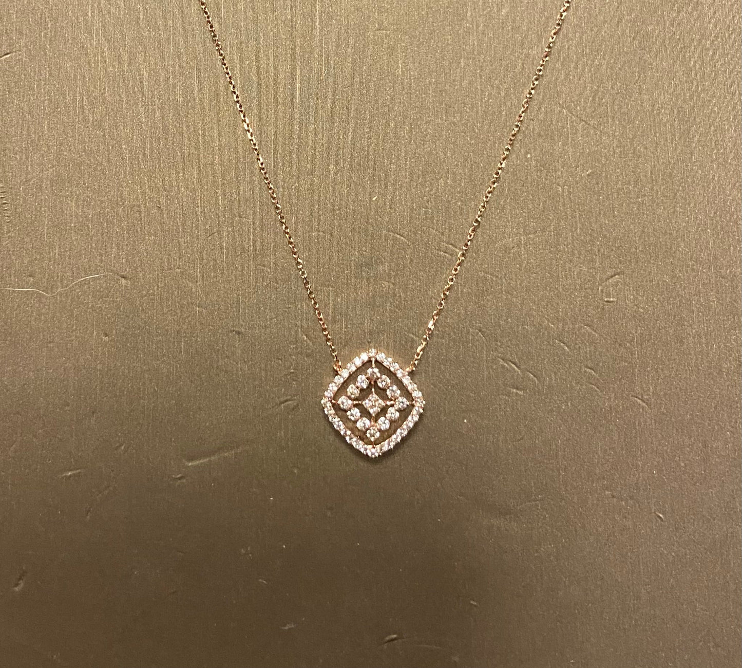 10K Rose Gold 0.38CT Diamond DD Halo Pendant With Chain