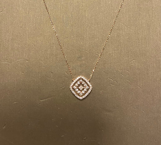 10K Rose Gold 0.38CT Diamond DD Halo Pendant With Chain