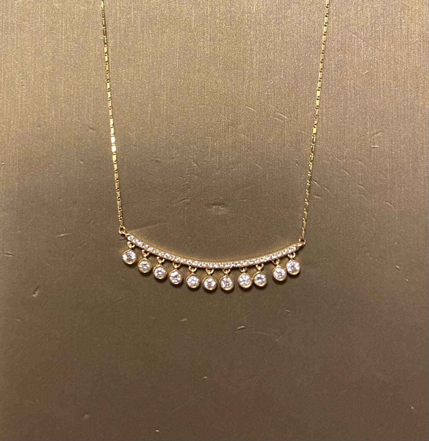14K Yellow Gold 1CTW 11 Stones Diamond Necklace