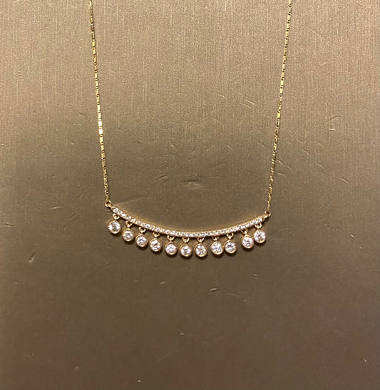 14K Yellow Gold 1CTW 11 Stones Diamond Necklace