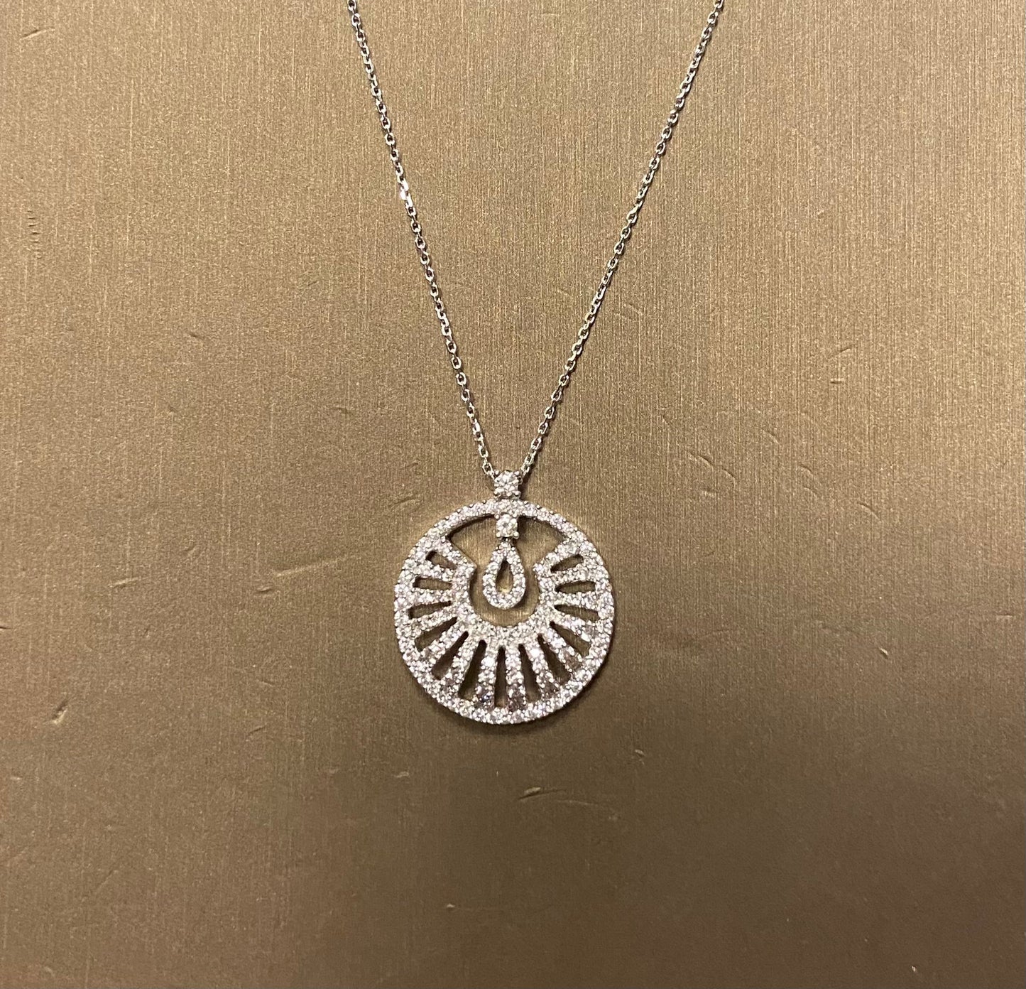 18K 1.23CT 130 Rounds 6.43GRM Diamond Pendant Chain