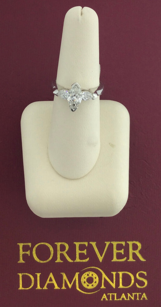 14K White Gold 1 Carat Center Stone 1.46CTW Diamond Ring
