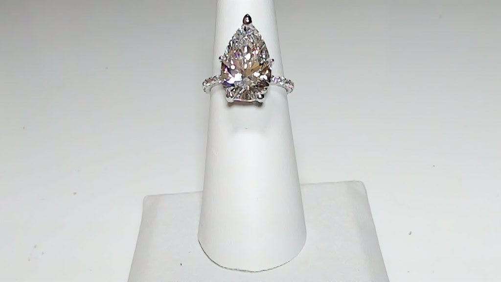 **6.09ct Pear Lab-Grown Diamond 18K White Gold Engagement Ring**
