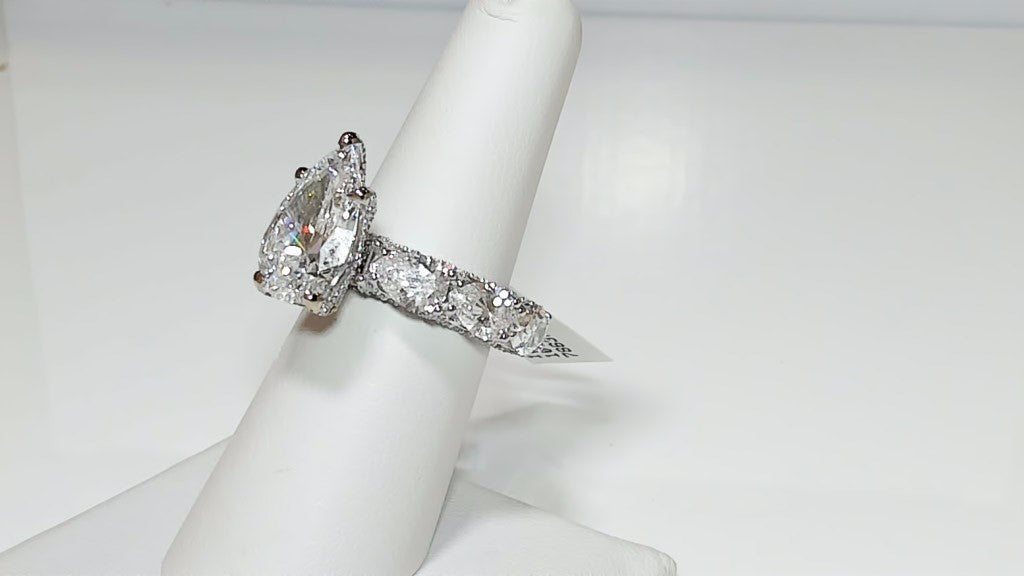 5.05ct Pear Lab-Grown Diamond Engagement Ring, 10.59ctw 18K White Gold
