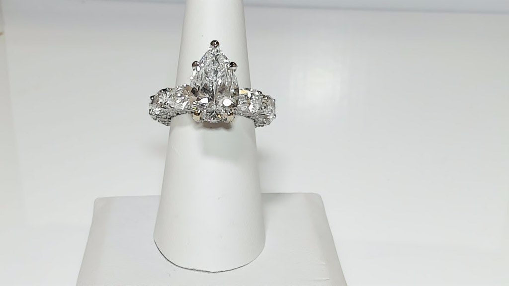 5.05ct Pear Lab-Grown Diamond Engagement Ring, 10.59ctw 18K White Gold