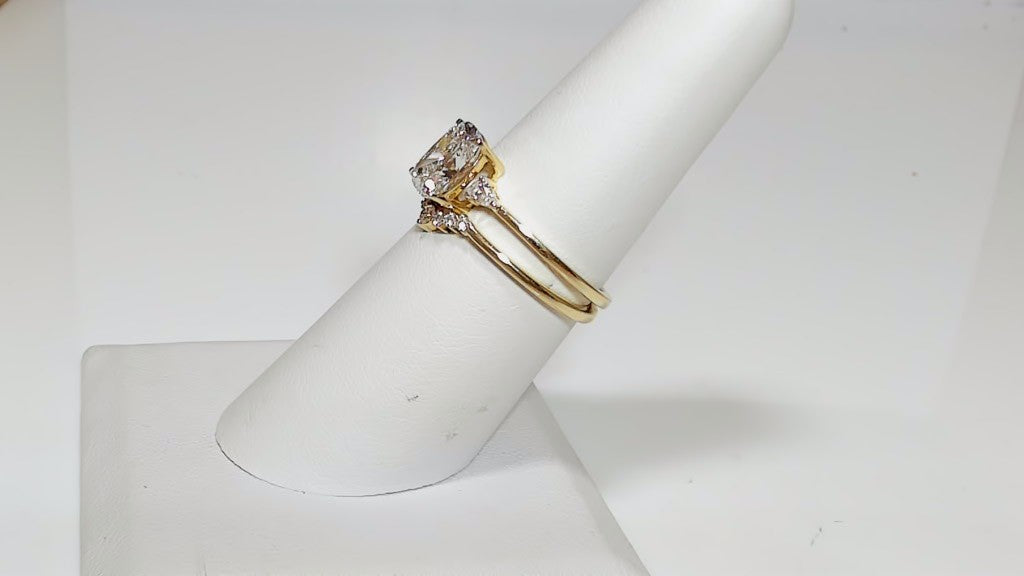 1.83ct Cushion Lab Diamond 14K Yellow Gold Bridal Ring Set