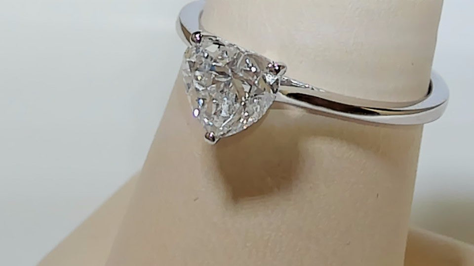 **1CT Heart-Shaped Lab-Grown Diamond Engagement Ring, 10K White Gold**