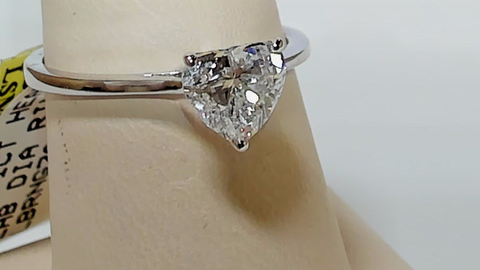 **1CT Heart-Shaped Lab-Grown Diamond Engagement Ring, 10K White Gold**