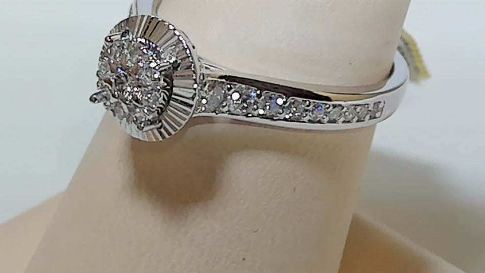 10K White Gold 0.50CT Lab-Grown Diamond Cluster Engagement Ring