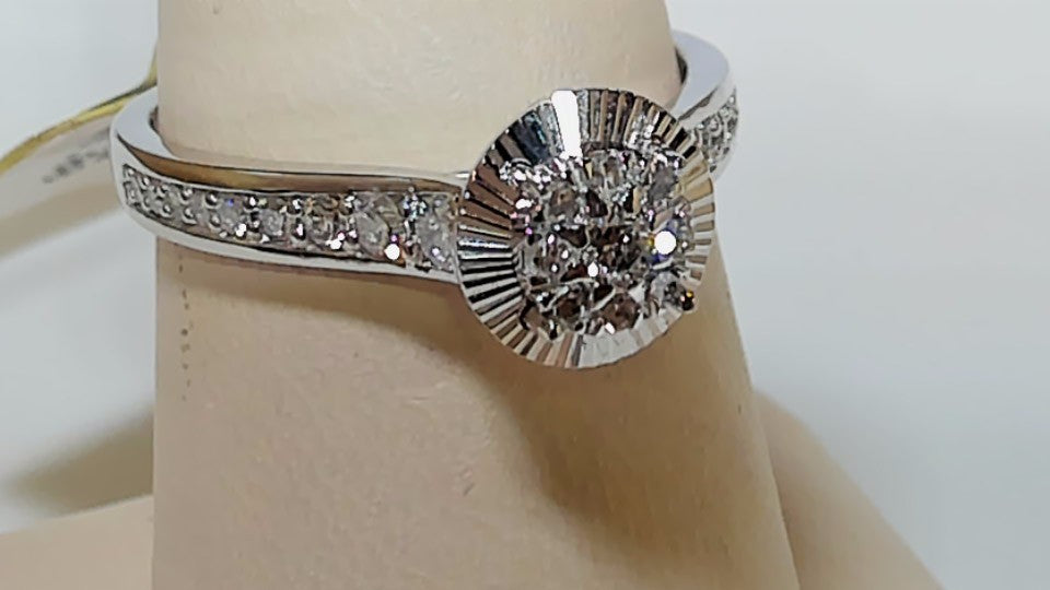 10K White Gold 0.50CT Lab-Grown Diamond Cluster Engagement Ring