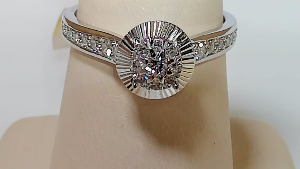 10K White Gold 0.50CT Lab-Grown Diamond Cluster Engagement Ring