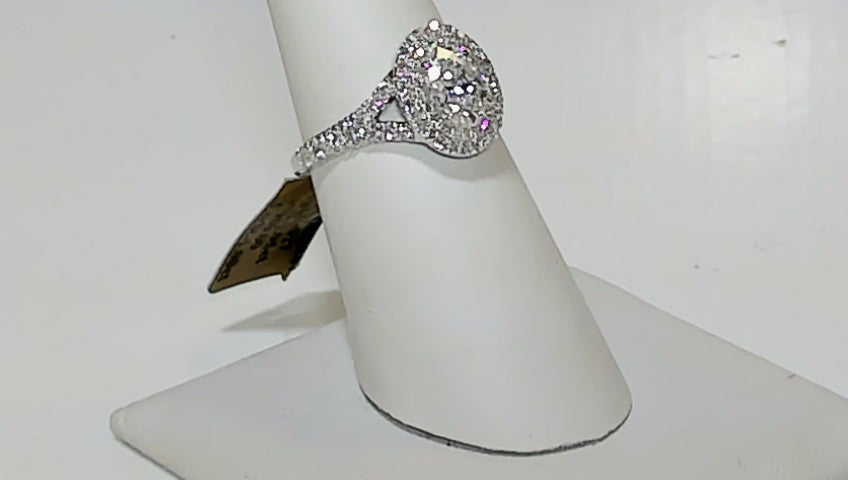 1.95ct Oval Lab Diamond Halo Engagement Ring, 14K White Gold