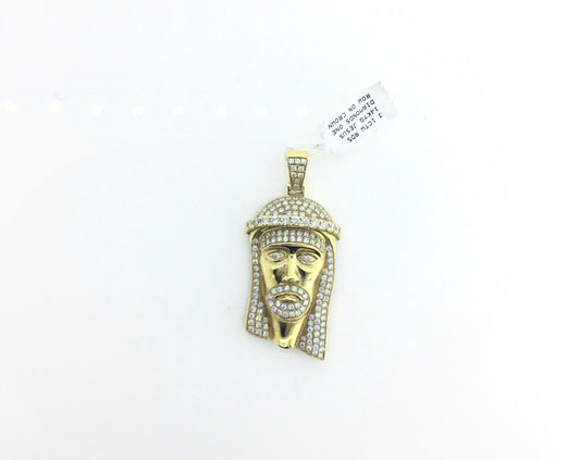 14K Yellow Gold 3.1CTW Jesus Diamonds One Row On Crown