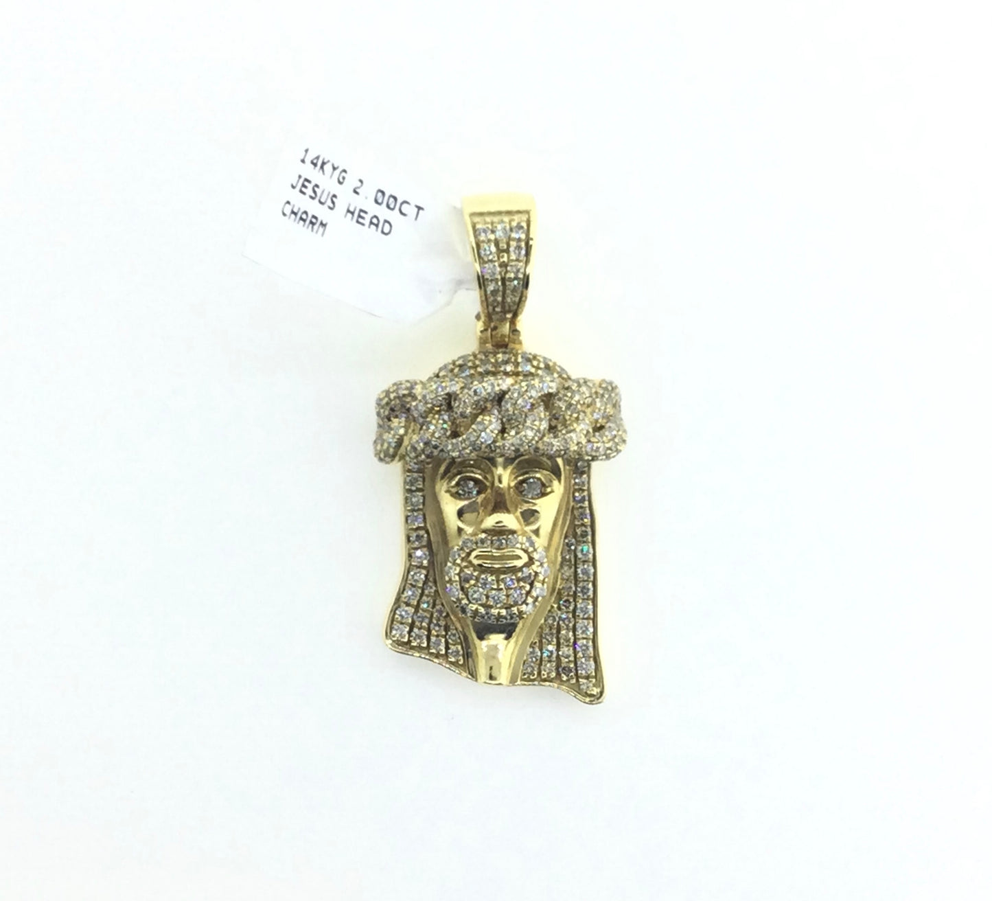 14K Yellow Gold 2.00CTW Jesus Head Charm