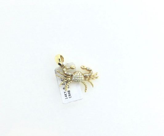 14K  Yellow Gold 0.25CT Crab Cancer Charm