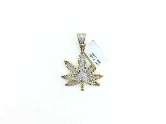 10K Yellow Gold 0.69CT Leaf Charm