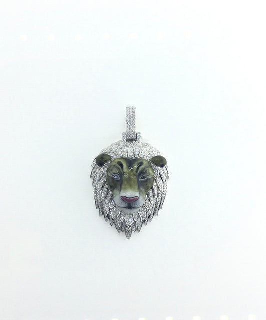 14K White Gold 2.10CT Lion 3D Charm