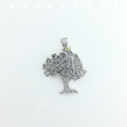 14K White Gold 1.73CT Tree Diamond Charm