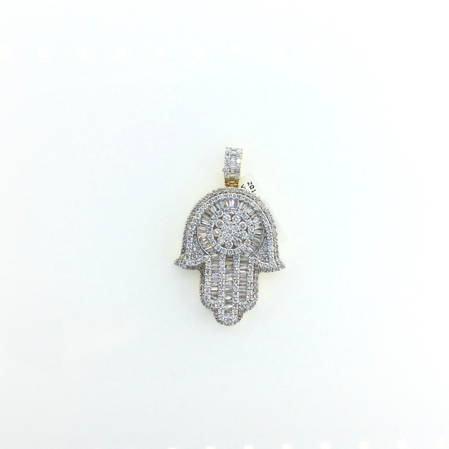 14K Yellow Gold 6.5CT Hamsa Diamond Charm